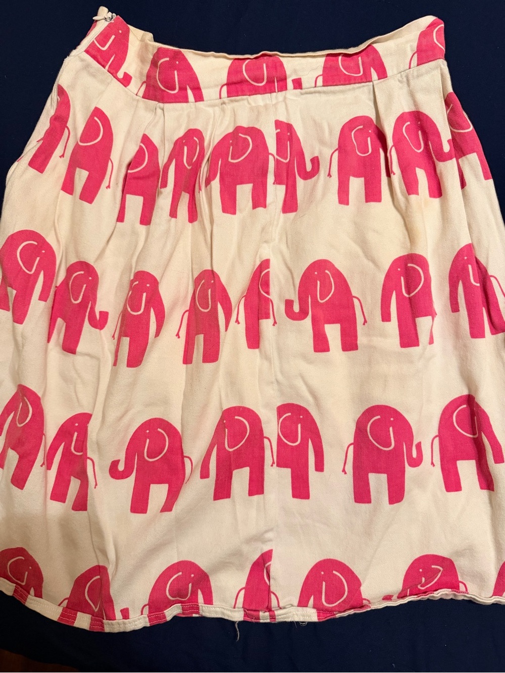 Pink Elephant Print Cream Skirt